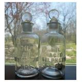 2 antique Wheaton Glass apothecary bottles w/