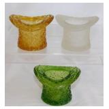 3 Fenton Daisy & Button glass hats: Amber, Olive