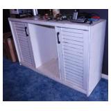 Wooden storage cabinet painted shabby chic white,