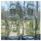 2 antique Wheaton Glass apothecary bottles w/
