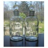 2 antique Wheaton Glass apothecary bottles w/