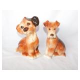 2 vintage ceramic dog figurines, 6.5" tall