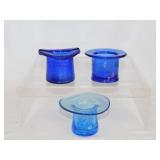 3 cobalt & capri blue glass top hats: Kankakee