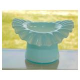 Fenton Ice Blue glass top hat w/ crimped 4.5"