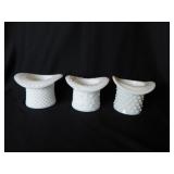 3 milk glass top hats: Fenton hobnail - Daisy &
