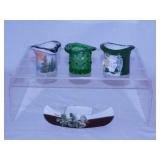 Fenton emerald Daisy & Button glass mini top hat,