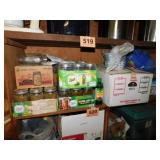 Canning jars, some new & some w/ dill pickles &