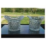 2 clear glass top hats: Fenton Daisy & Button -