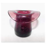Amethyst glass top hat w/ pontil scar, 3.25" brim