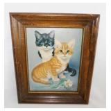 Several framed animal prints: Big Eye Kittens -