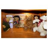 7 plush Boyds Bears, one w/ Yankee jar candle