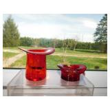 Amberina Cadmium glass: Optic Panel top hat w/