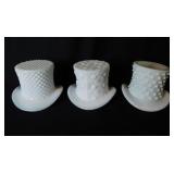 3 milk glass top hats: Fenton hobnail - Daisy &