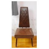 Mid Century Pearl Wick tufted vinyl sewing chair