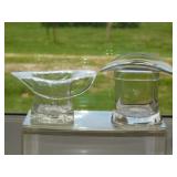 Crackle glass top hat w/ pontil scar, 4.75" brim