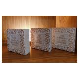 Set of 3 terra cotta garden quote blocks, 6.5"