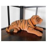 Vintage nodder bobblehead flocked tiger w/ glass