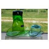 Rare Bischoff Emerald Dimpled glass top hat vase