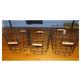 Set of 3 new metal wire baskets