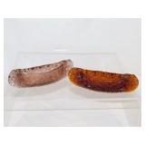 2 Fenton Daisy & Button glass canoes: Amethyst &