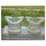 2 Fenton Daisy & Button clear glass top hats