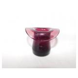 Amethyst glass top hat w/ pontil scar, 3.25" brim