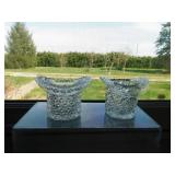 2 clear glass top hats: Fenton Daisy & Button -