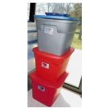 3 storage totes w/ lids