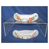 2 hand painted milk glass souvenir canoes: Coney