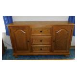 Nice oak sideboard buffet cabinet w/ velvet lined