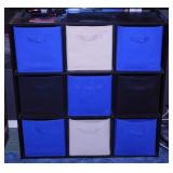 Wooden 9 cube storage unit w/ fabric bin drawers,