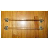 Pair of vintage curved glass towel bars, 18" wide