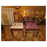 2 vintage walnut dining chairs