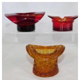 Cambridge Amberina Cadmium glass top hat ashtray