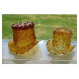 2 small Fenton amber glass Daisy & Button top