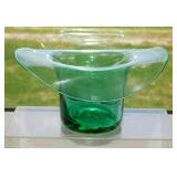 Large emerald glass top hat w/ bubble & pontil