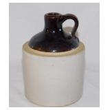 Small antique stoneware crock whiskey jug, 5"