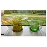 Large yellow crackle glass top hat w/ bubbles &