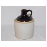 Small antique stoneware crock whiskey jug, 5"