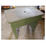 Primitive painted bench stool, nail construction,