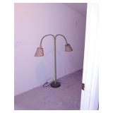 Vintage metal double gooseneck floor lamp w/