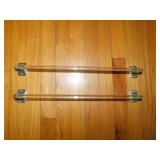 Pair of vintage curved glass towel bars, 18" wide