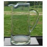 Contemporary hand blown glass pitcher w/ ice lip