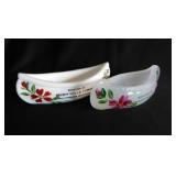 2 hand painted souvenir glass canoes: Springfield