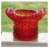 Large Fenton Amberina Daisy & Button glass top