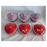 6 new ceramic heart shaped bakers w/ lids
