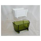 2 Indiana Glass baby cradles, 5" long