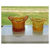 2 small Fenton amber glass Daisy & Button top