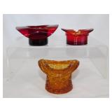 Cambridge Amberina Cadmium glass top hat ashtray