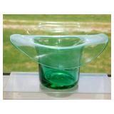 Large emerald glass top hat w/ bubble & pontil